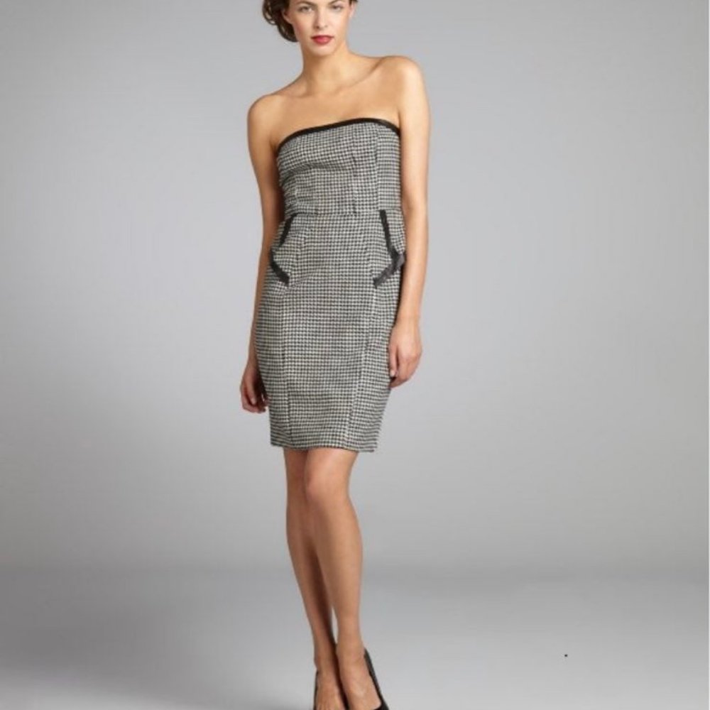 ABS by Allen Schwartzs Peplum Houndstooth Dress NWT